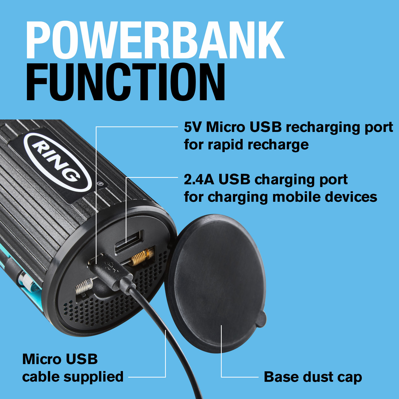 Ring Automotive RING HANDHELD RECHARGEABLE INFLATOR RTC2000